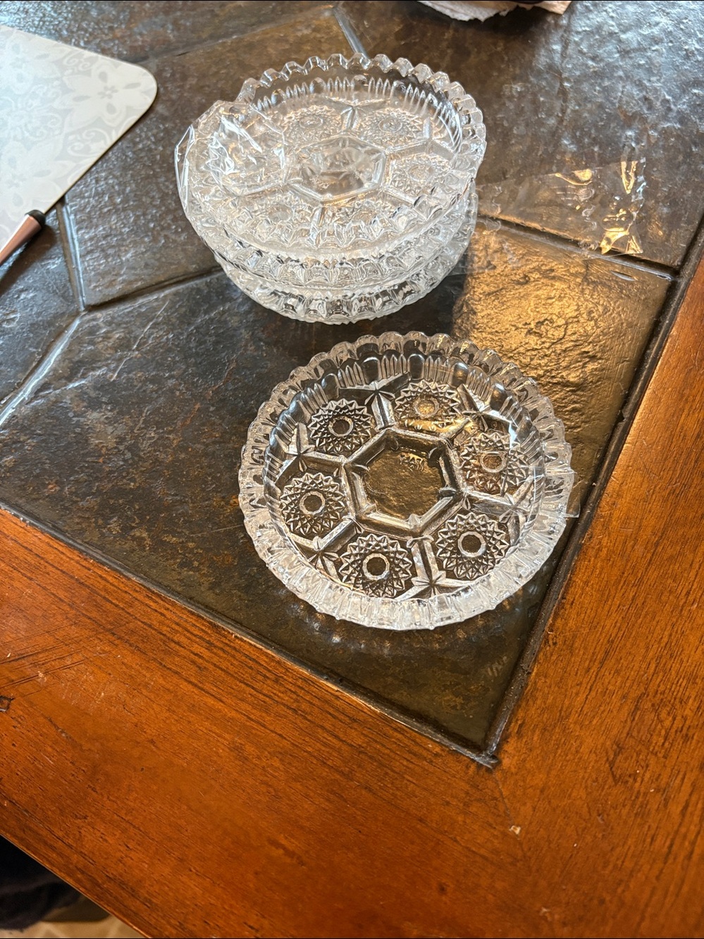 Clear Glass Decorative Coasters - Set of 6